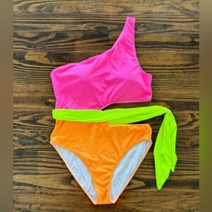 Neon color block swim